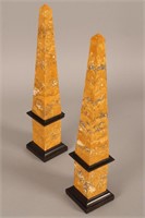 19th Century Pair of Sienna Marble Obelisks,