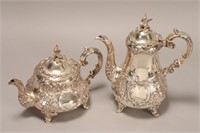 Victorian Sterling Silver Teapot and Coffee Pot,