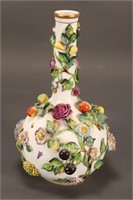 19th Century German Floral Encrusted Vase,