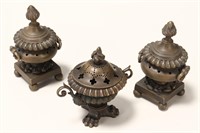 Three Regency Bronze Pastille Burners,