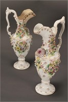 Pair of 19th Century Coalbrookdale Porcelain Ewers