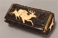 Late 19th Century Antler Snuff Box and Cover,