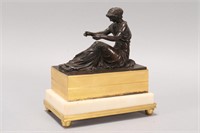 Bronze, Marble and Gilt Box and Cover,