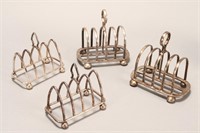 Two Pairs of English Silver Plate Toast Racks,