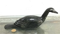 Carved stone goose - signed