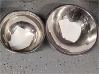 2 Stainless Mixing Bowls & Scrapers