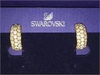 SIGNED SWAROVSKI CRYSTAL EARRINGS IN ORIGINAL BOX