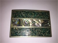 TURQUOISE ABALONE BELT BUCKLE MADE IN MEXICO