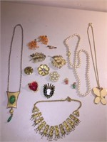 SIGNED NECKLACES & BROOCHES, (2) ART, TALBOTS, CEL