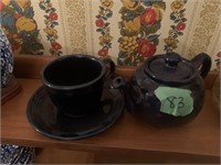 Blue Tea Pot / Cup-Saucer
