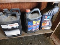 6 shelves of oil/paint/moto supplies
