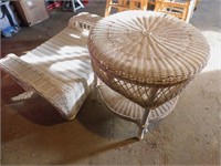 Wicker table and seatee set