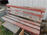 2 wood benches, wood frame