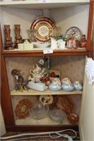 Three Shelves of Miscellaneous China and Glass