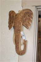 Wooden Carved Elephant Head Wall Hanging
