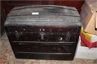 Antique Camelback Trunk with Insert