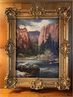 Beautiful Ornate Oil on Canvas in Frame
