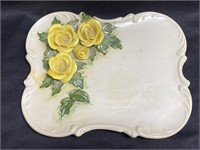 Vintage serving platter with yellow roses