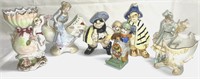 (6) Vintage figurines One is marked Made in Japan