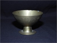 Small Etched Brass Pedestal trinket Dish