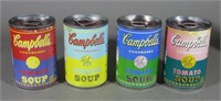 Set of 4 Andy Warhol Campbell's Soup Cans