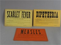 3 Original Disease Placards From Board of Health