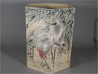 Watercolor on Silk Chinese Folding Waste Basket