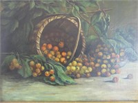 Primitive Still Life / Cherries in a Basket
