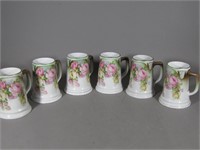 Set of 6 China Mugs w/ Roses Marked Austria