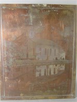 Large Copper Printing Plate / Old Time Church