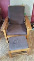 Wooden Chair & Ottoman