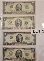 (4) $2 Star Note Bills, Assorted Years **