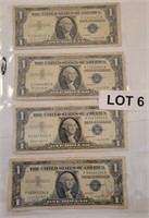 (4) 1957 $1 Silver Certificates **
