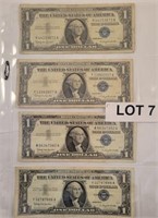 (4) 1957B $1 Silver Certificates **