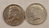 (2) 1964 Kennedy 1/2 Dollars **
