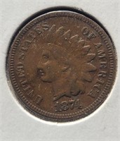 1874 Indian Head Cent, Higher Grade