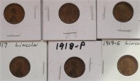 (6) Early Lincoln Wheat Cents