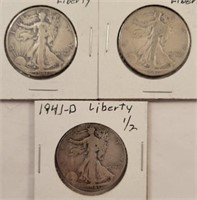 1941-S-P-D Walking Liberty 1/2 Dollars **