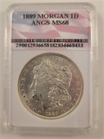 1889-P Morgan Silver Dollar, Graded ANGS MS68