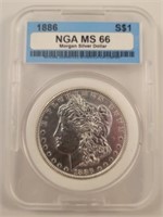 1886-P Morgan Silver Dollar, Graded NGA MS66