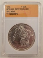 1898-P Morgan Silver Dollar, Graded NPG MS66