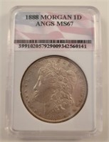 1888 Morgan Silver Dollar Graded ANGS MS67