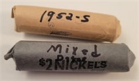 (2) Mixed Rolls of Early Jefferson Nickels
