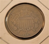 1867 2-Cent Piece, Higher Grade