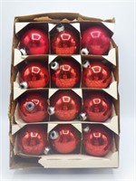Box of 12 red mercury glass ornaments/Paragon Box