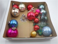 Box lot MCM & mercury glass disco balls & figural
