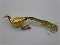 VTG West Germany gold clip on glass bird ornament
