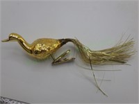 VTG West Germany gold clip on glass bird ornament