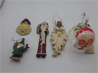 Lot of 6 Santa Claus theme ornaments
