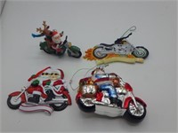 Motorcycle/biker/rider ornament lot, incl Hallmark
